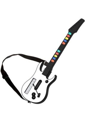 Wireless White Guitar Controller - Multicolor Fret Buttons for Wii